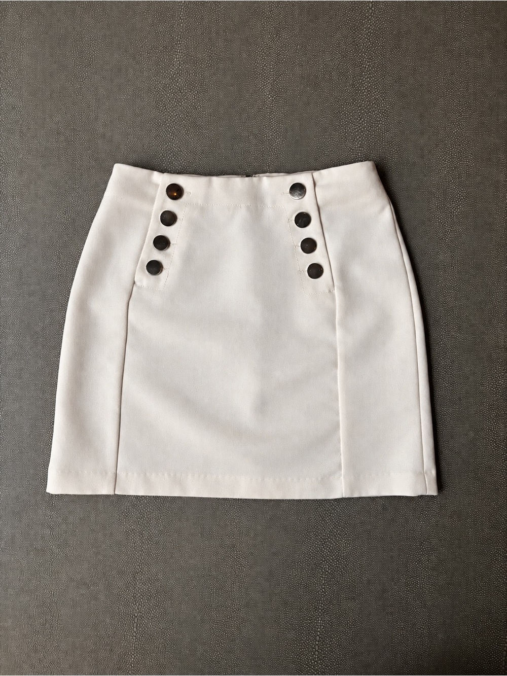 H&M White Button-Accent Mini Skirt